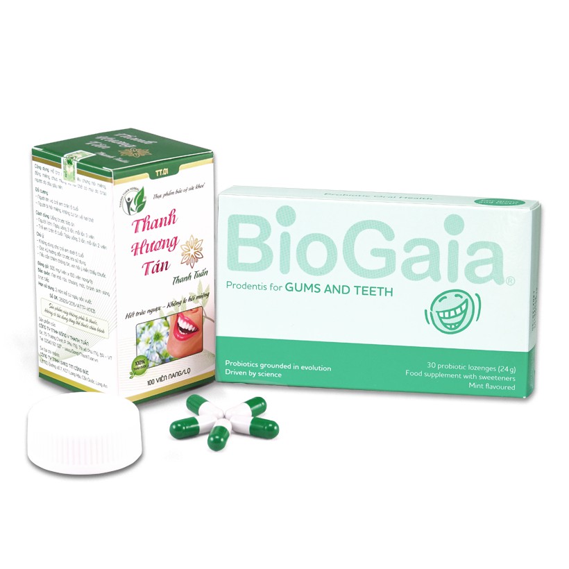 Combo hỗ trợ điều trị hôi miệng do trào ngược dà dày BioGaia ProDentis & Thanh Hương Tán