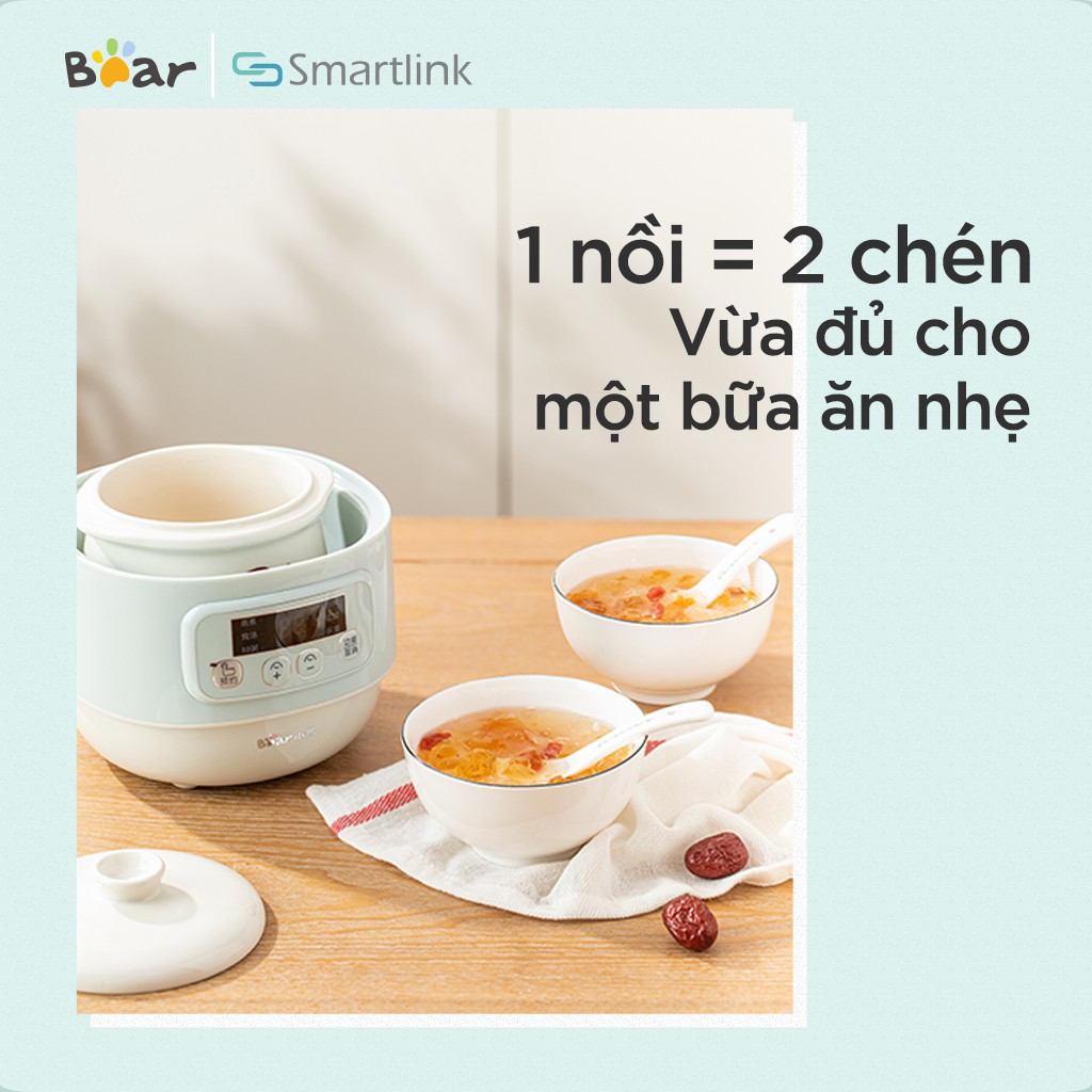 Nồi Nấu Cháo, Ninh, Hàm Cách Thủy 4in1 Bear DDZ - A08G2 - Hàng Chính Hãng - Bảo Hành 18 Tháng