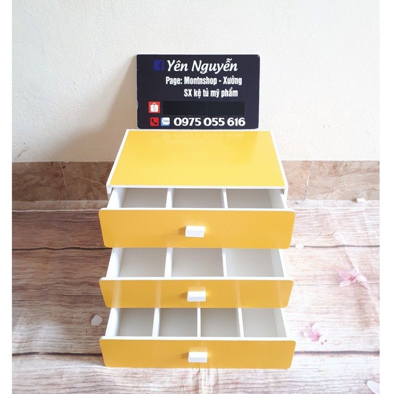 Tủ chia tiền thu ngân 3 tầng màu vàng