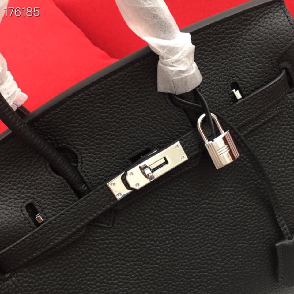 Túi xách Hermes Birkin màu đen tag bạc size 30cm da mềm (Có sẵn)