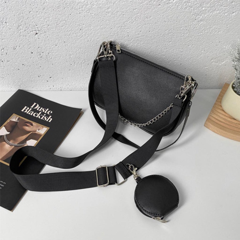 Túi Đeo Chéo Vai Bằng Da Pu Có Dây Xích Thời Trang Sành Điệu Cho Nữ