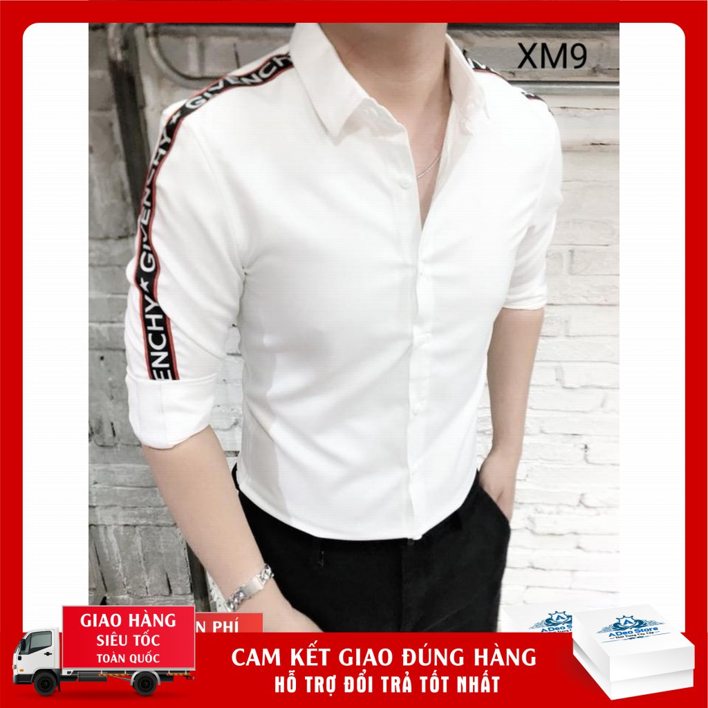 [ Hot ] Áo Sơ Mi Nam Cao Cấp AD3056 Trắng Viền Tay Siêu Sành Điệu - ADeo Store Thời Trang Cao Cấp - Dài tay