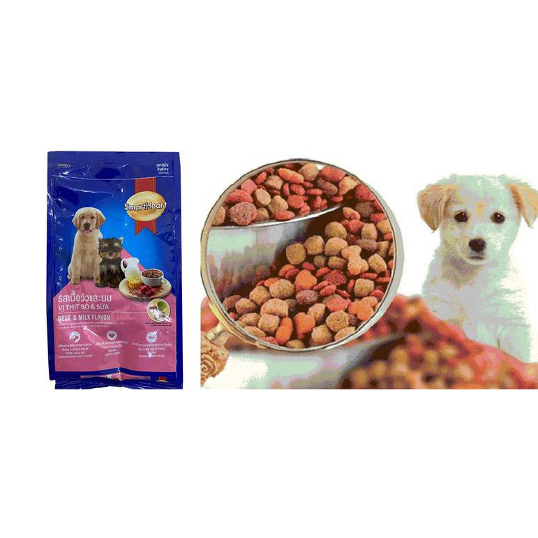 Thức ăn cho chó CON Smart Heart Puppy - Vị thịt bò và sữa Beef & Milk Flavor 400g