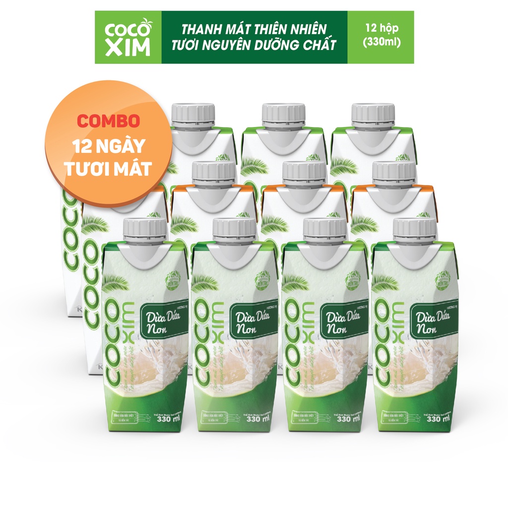 COMBO 12 NGÀY TƯƠI MÁT- 4Dừa Xiêm Xanh+4Dừa Xiêm Tắc+4Dừa Dứa Non 330ml/1Hộp