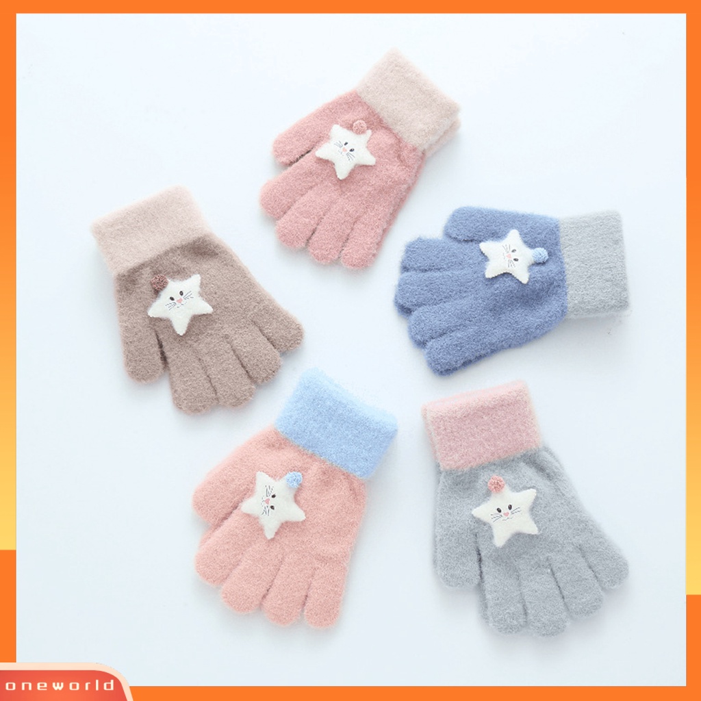 |Bộ Đồ Bơi Một Mảnh Dành Cho Nữ| 1 Đôi Găng Tay Đan Len Hình Ngôi Sao Năm Cánh Màu Sắc Tương Phản Thời Trang Thu Đông Cho Bé 6-13 Tuổi