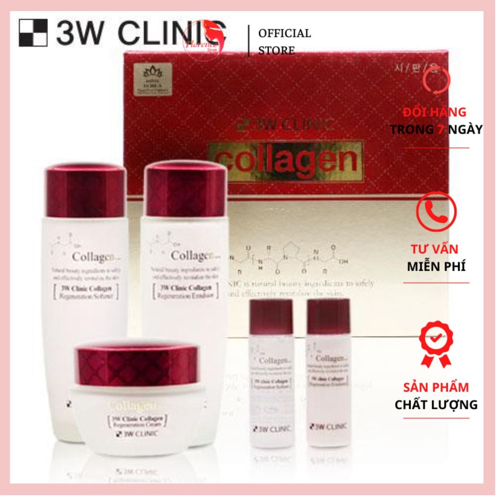 Bộ dưỡng trắng da 3W Clinic Collagen Skin Care- Đỏ