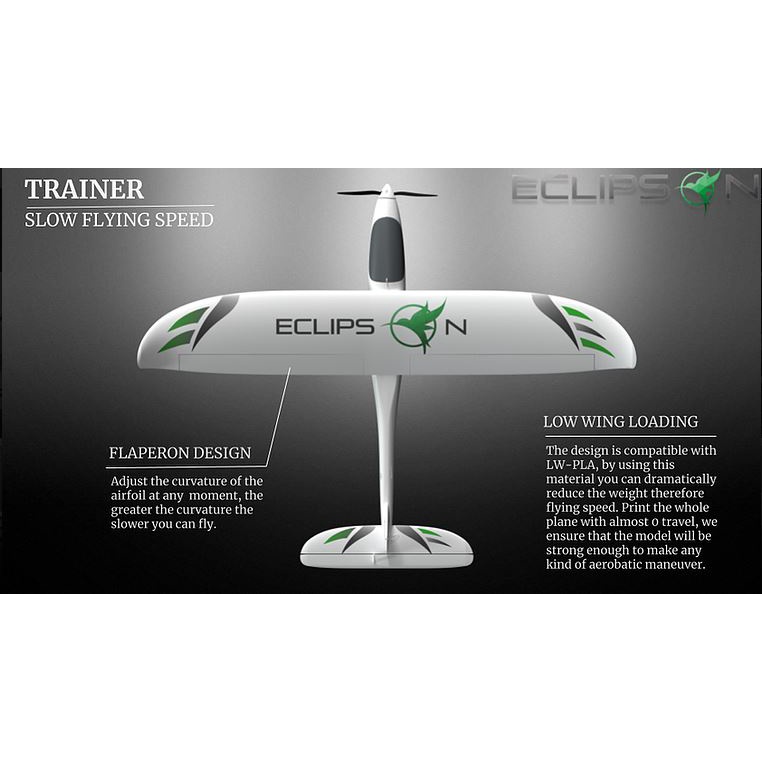 Kit Máy Bay Cánh Bằng In 3D Sải 1000mm Elipson Model A Full Spinner Càng đáp Đầy đủ Phụ Tùng Thay Thế
