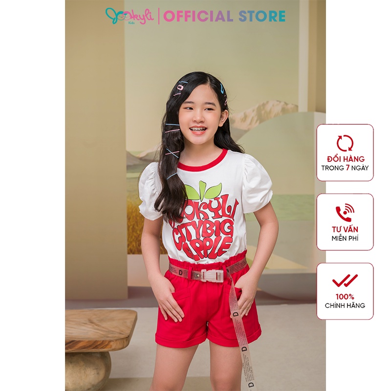 Quần short jeans cho bé gái JOOKYLI màu đỏ 20G0944