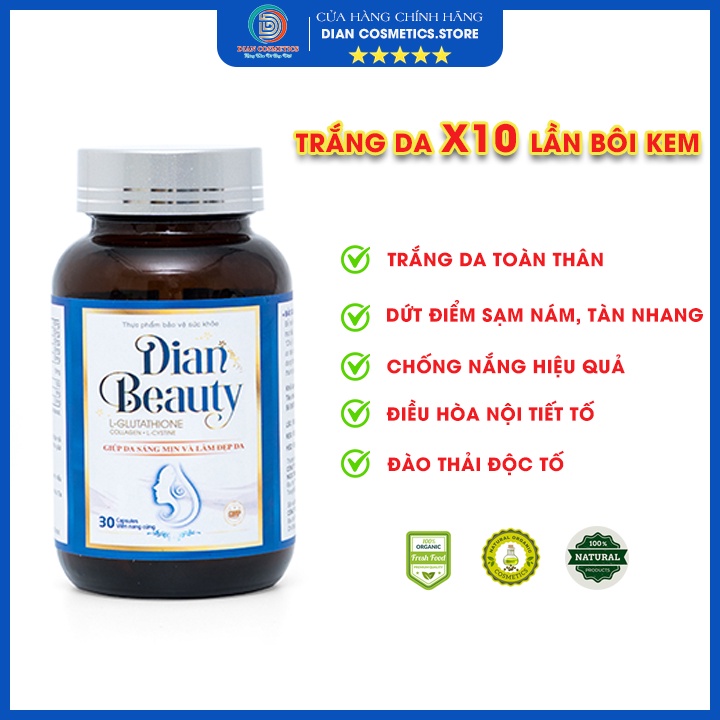 Viên uống trắng da DIAN BEAUTY Glutathione hộp 30 viên , mờ nám tàn nhang, chống nắng, bổ sung collagen, vitamin c