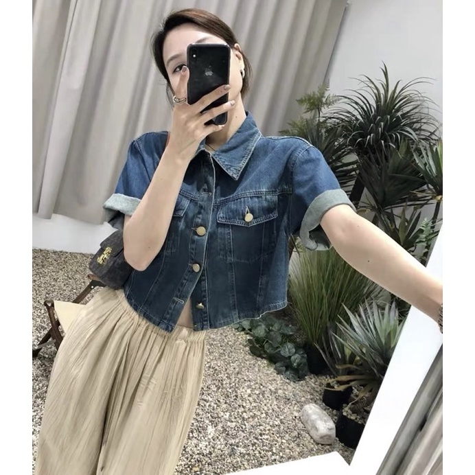 Áo Jean Denim Quảng Châu Form Ngắn (Hình thật) hàng loại 1, Áo Khoác Denim Croptop