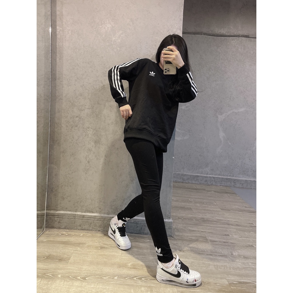 (HÀNG XUẤT XỊN) Áo das tay dài 1946 3-Stripess crew sweatshirts in Black  Made in Cam//bo full-tag-code  SIZE XS S M