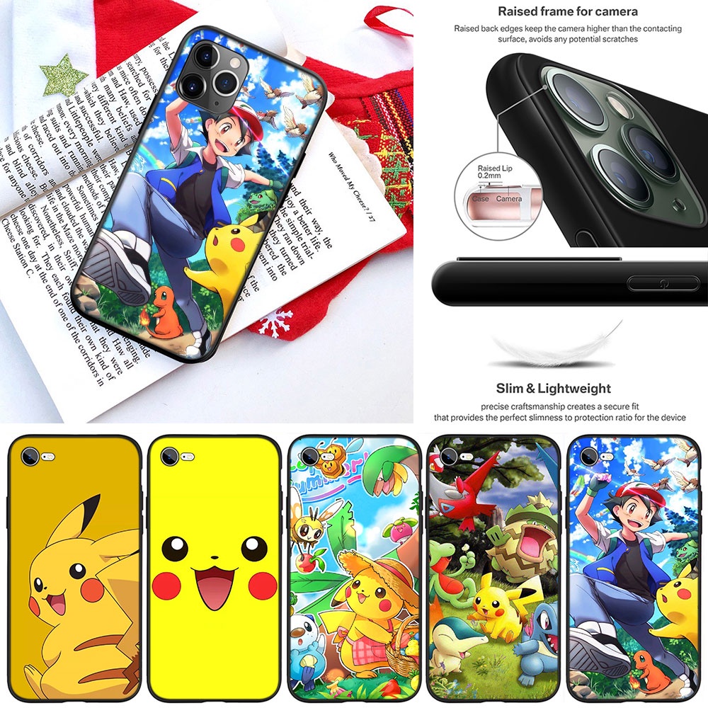 Ốp Điện Thoại Họa Tiết Pokemon Pikachu Cho iPhone 5 5S 6 6S 7 8 11 Pro Max Plus SE XR AE58
