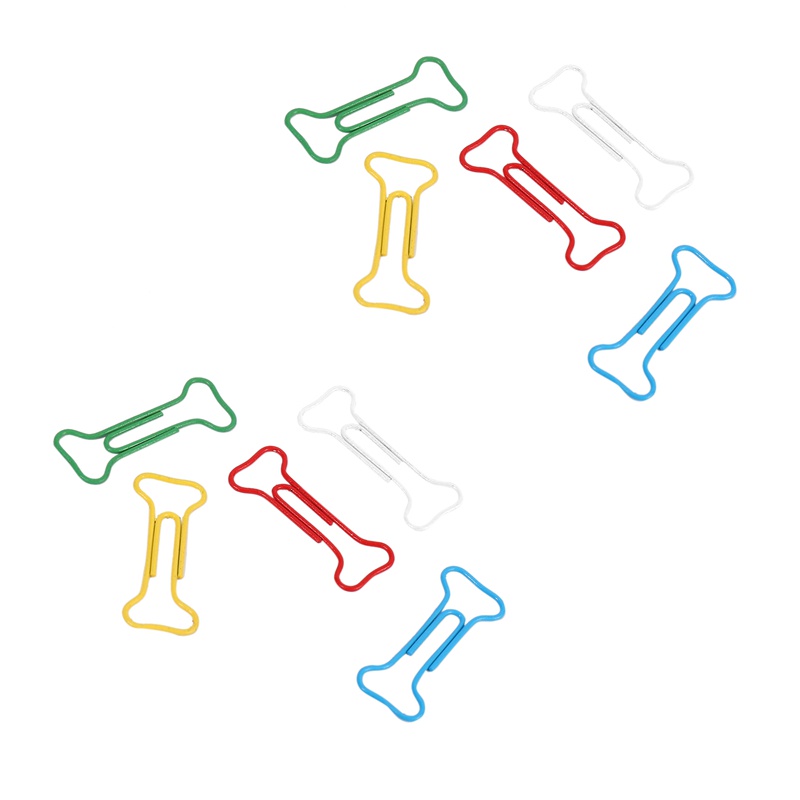 Set 100 kẹp giấy kim loại hình xương nhiều màu