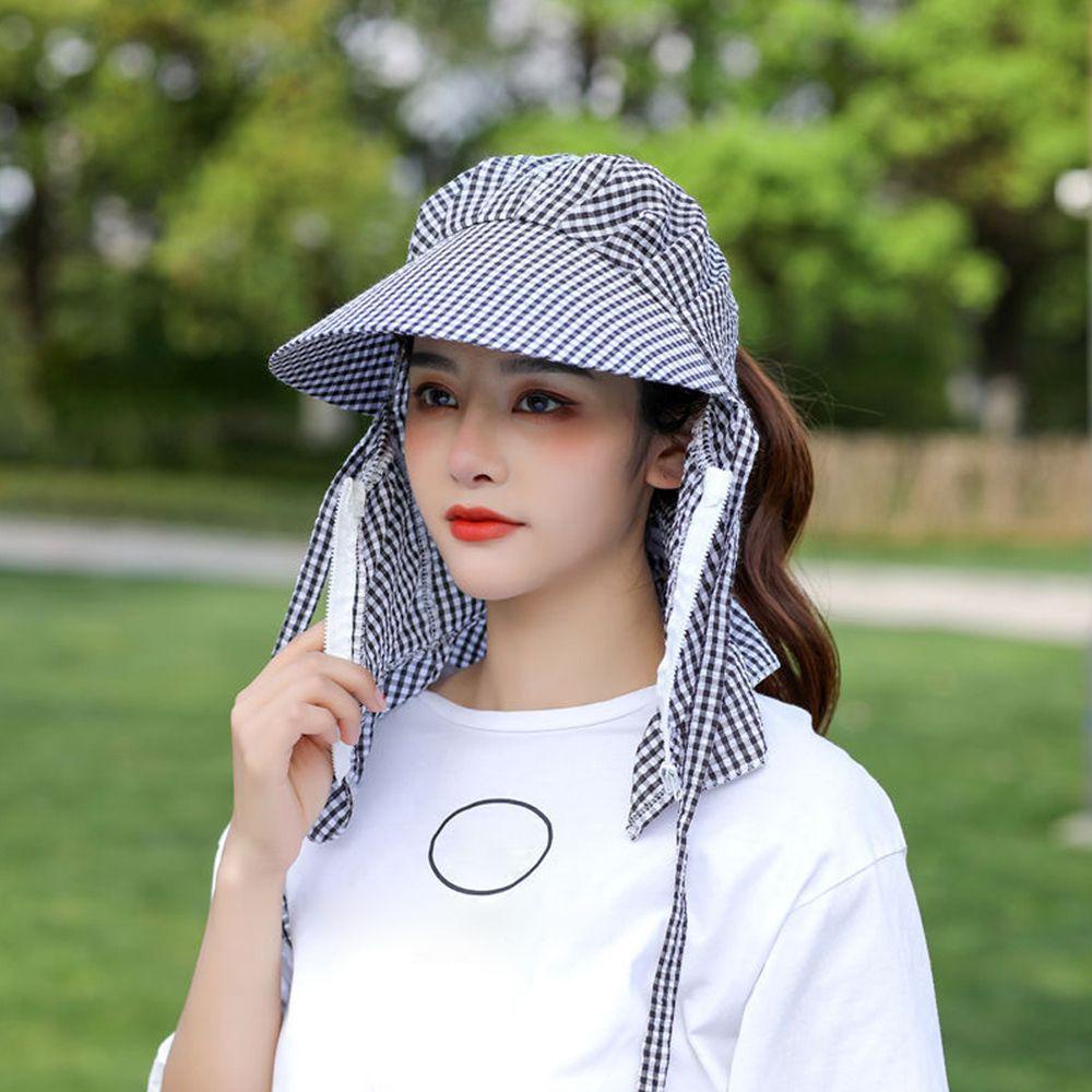Mũ Tai Bèo Chống Gió Chống Tia UV Họa Tiết Sọc Caro VANES1 Phong Cách Hàn Quốc Sự Bảo Vệ