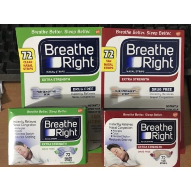 Hộp 72 Miếng dán chống ngáy Breathe Right - mỹ