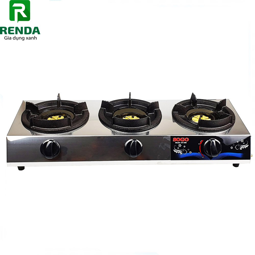 Bếp ga công nghiệp 3 lò Sogo GT-208S3, Lửa khè, dùng van cao áp, cho quán bò né, bánh xèo, mì cay, dùng van cao áp