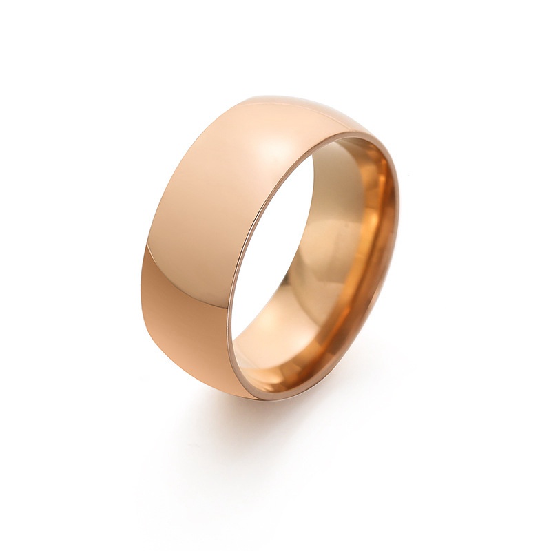 Nhẫn unisex mẫu #5040 bằng thép không gỉ 10mm màu vàng/ bạc cổ điển thời trang