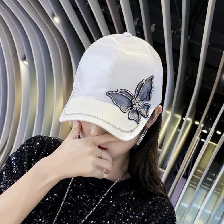 [FreeShip] Mũ kết lưỡi trai chú bướm đính đá (Butterfly Diamond) nón nữ thời trang, cá tính