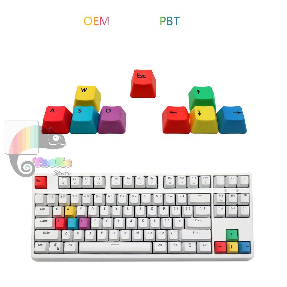 Set 9 nút Keycap WADS, ESC và mũi tên PBT RGBY 10 phím khắc Lazer cực đẹp dành cho bán phím cơ