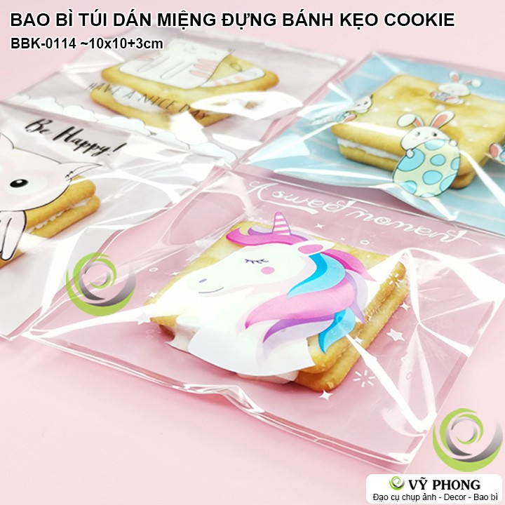 TỔNG HỢP BAO BÌ TÚI NHỰA DÁN MIỆNG 10x10 +3cm ĐỰNG BÁNH KẸO COOKIE LÀM QUÀ TẶNG CHO CÁC QUÁN CÀ PHÊ TRÀ SỮA BBK-0114