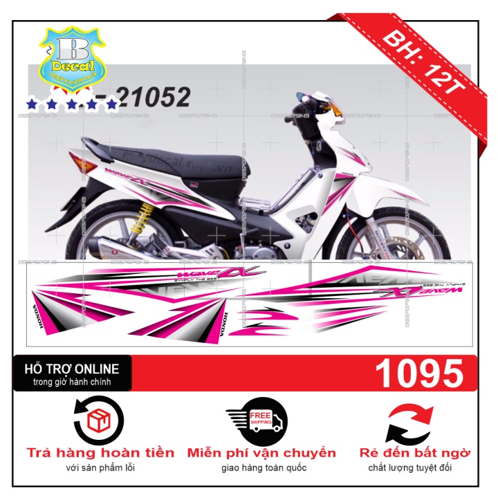 ( Quí khách vui lòng mang ra tiệm cho thợ dán ) Tem wave 2016 trắng hồng