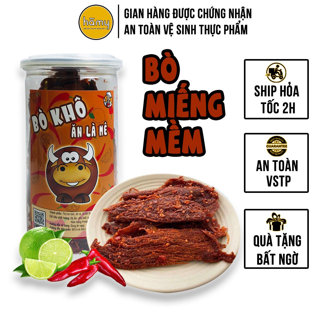 [Mã GROXUAN1 giảm 8% đơn 150K] Khô bò miếng Hà My hũ 250g đồ ăn vặt Hà My