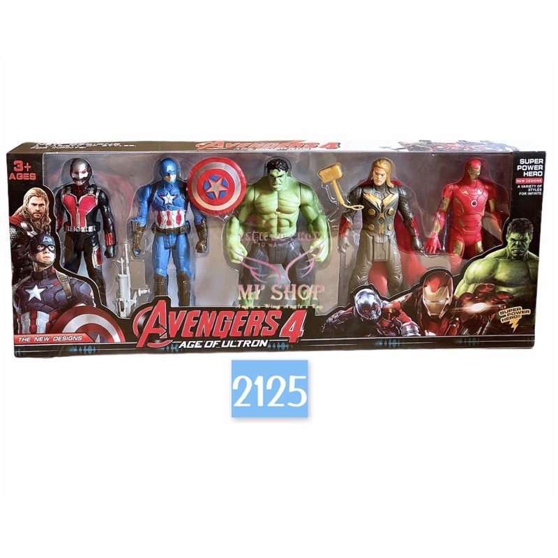 ✨ Set 5 Mô Hình Biệt Đội Siêu Anh Hùng Avengers 2125 ✨15cm Antman Thor Spiderman Hulk Captain America