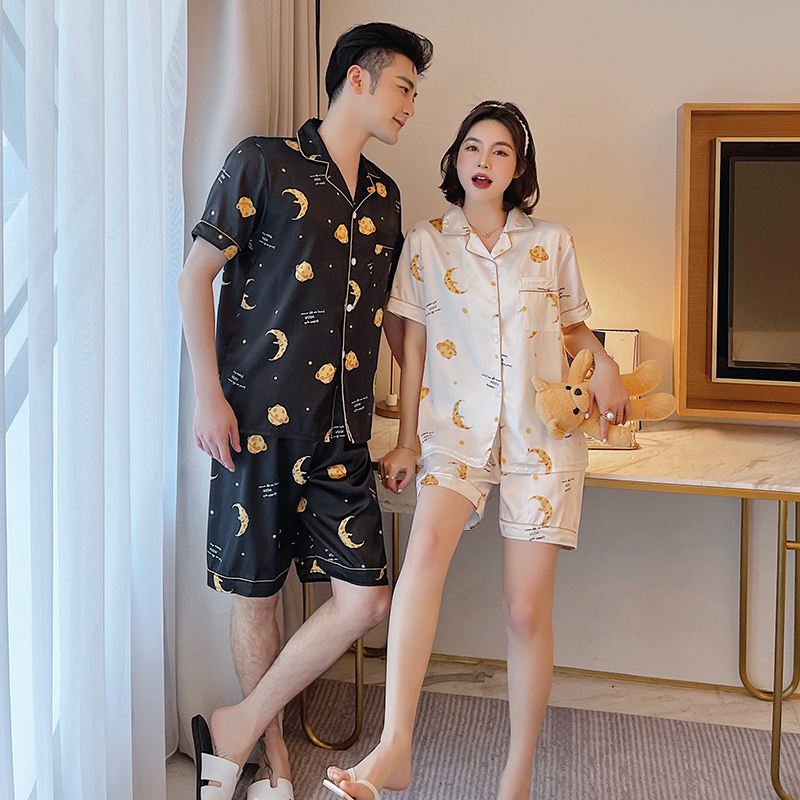Set Đồ Ngủ Bằng Lụa Satin Phong Cách Hàn Quốc Dành Cho Cả Nam Và Nữ