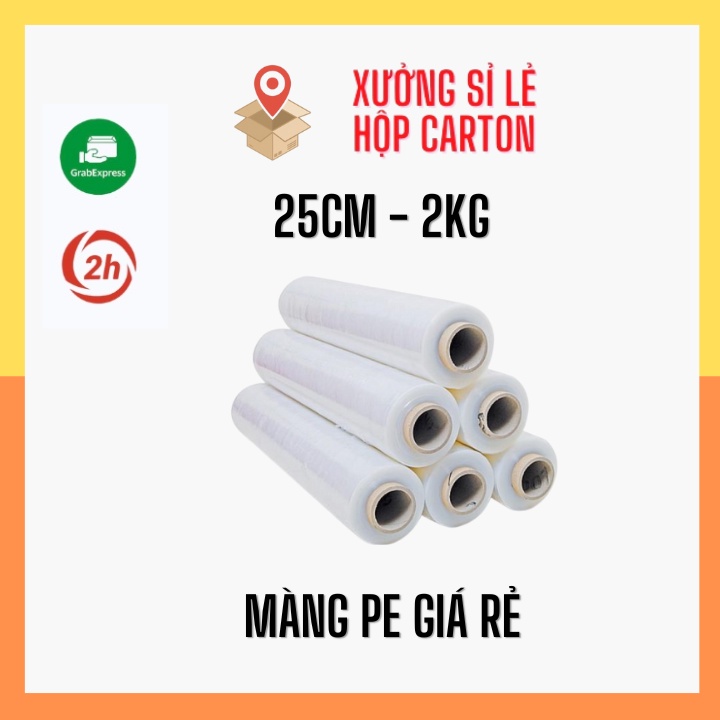 ( Khổ 25cm 2kg) Màng PE trắng trong, màng chít, màng co, nilong bọc hàng lõi nhỏ giá rẻ Hà Nội