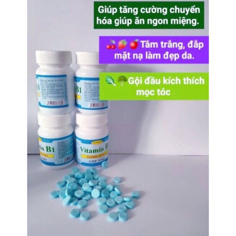 Vitamin B1 màu xanh giảm rụng tóc - Lọ 100 viên