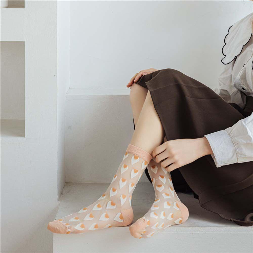 Vớ Lưới Kẻ Sọc Dọc Trong Suốt Thoáng Khí Phong Cách Harajuku Hàn Quốc
