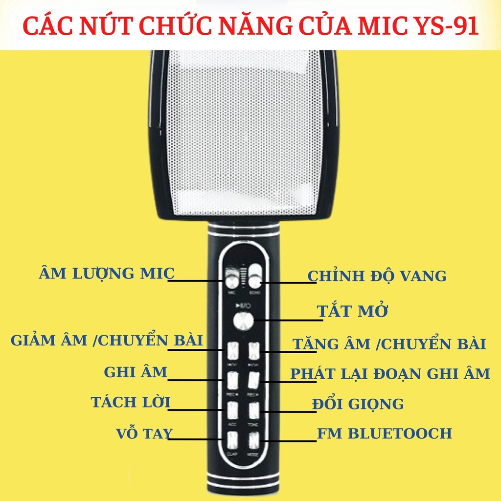 Micro karaoke bluetooth ys 98, ys 91. Micro không dây, mic karaoke chất lượng, Chính hãng
