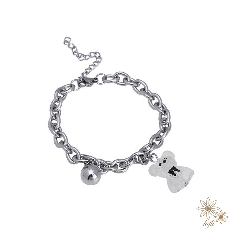 Vòng Đeo Tay Mặt Gấu Trong Suốt Ba Chiều Thời Trang Hàn Quốc