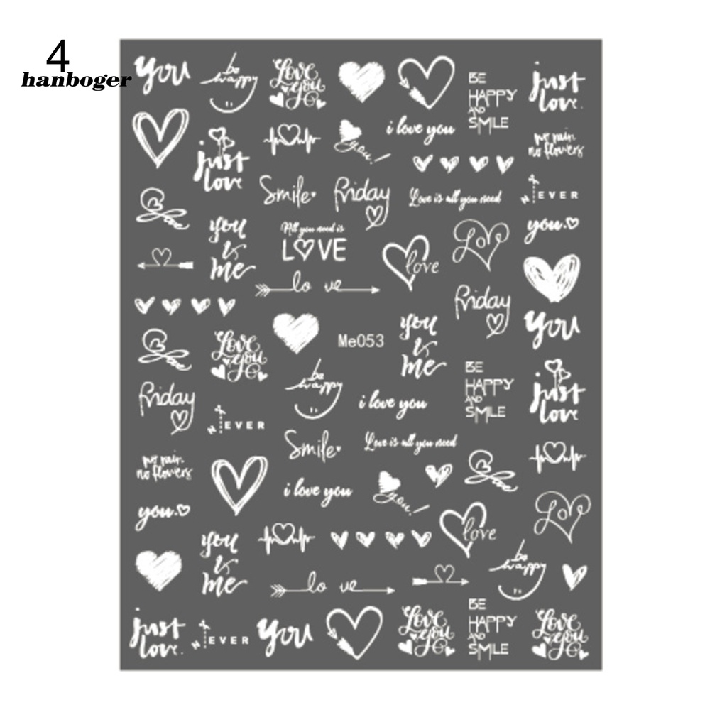 Miếng dán trang trí móng nghệ thuật họa tiết Valentine DIY