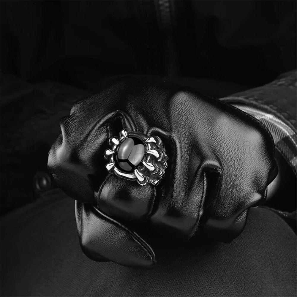 EUCA Nhẫn Hình Móng Vuốt Rồng Đính Đá Đỏ Phong Cách Hip Hop Gothic Thời Trang