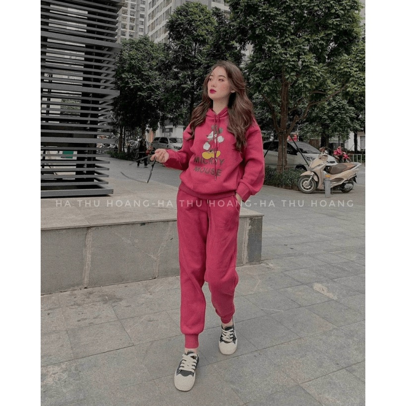 (MẪU MỚI) SÉT BỘ NỈ CHÚ CHUỘT MOUSE HOẠT HÌNH CUTE SIÊU HOT MẶC ĐI CHƠI CHỐNG NẮNG HIỆU QUẢ PU HHP