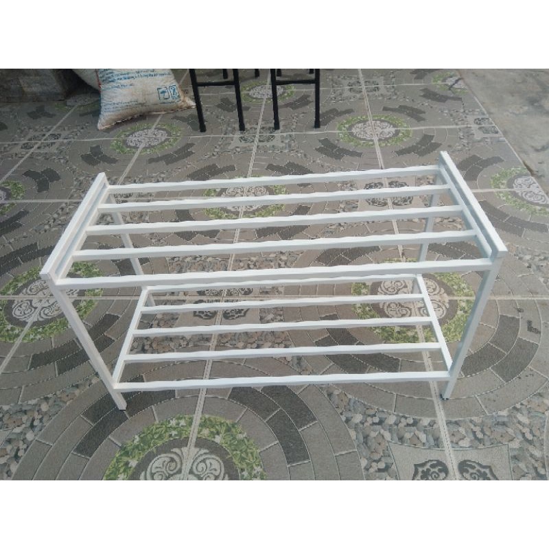 Kệ thép 2 tầng kê vật dụng trong nhà-ngoài trời:Xong nồi, giày dép D 70cm R 30cm C 40cm. Hộp thép14*14mm-bền chắc