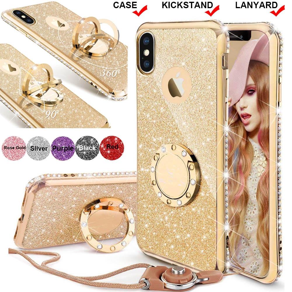 Ốp Lưng Kim TuyếN Có NhẫN Đỡ Cho iPhone 12 Mini Pro Max 11 Pro Max XS Max XS XR X 8 7 Plus