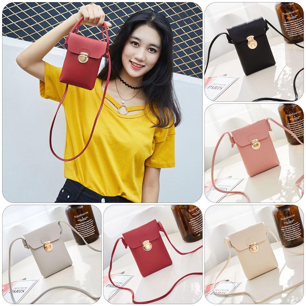 JUNE Túi Đeo Vai Mini Bằng Da PU Màu Trơn Thời Trang Tiện Dụng Mang Theo Du Lịch Ốp