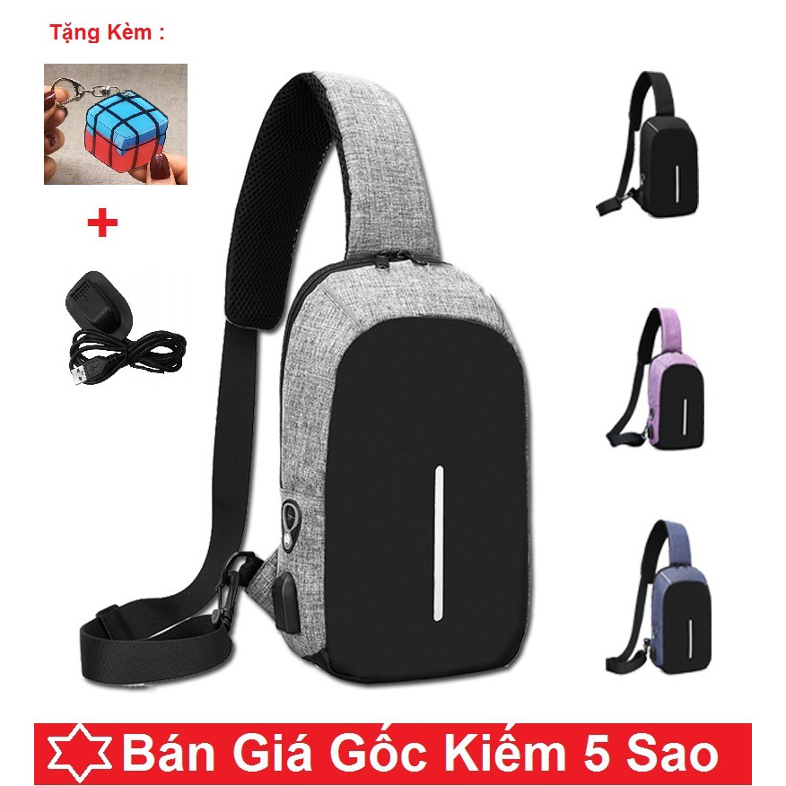 [J&T FreeShip Đơn Từ 99K ]Túi Đeo Chéo Nam Có Dây Cáp USB Phong Cách Thời Trang[TẶNG MÓC KHÓA PUBG] | BigBuy360 - bigbuy360.vn