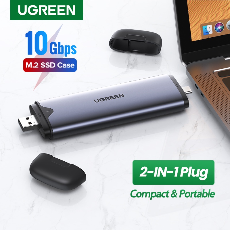 Hộp đựng ổ cứng M.2 NVME/PCIe-10Gbps UGREEN CM353 70532 CHính Hãng (2 Chân cắm USB3.1 và Type C Gen 2)