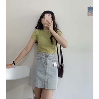 Áo thun nữ body ôm ngắn tay cổ tròn- áo thun cotton tay ngắn cổ chữ v dáng ôm body trắng, đen, xanh cổ điển free size