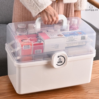 3/2 Layer Portable First Aid Kit Storage Box Plastic Multi-Functional Family Emergency Kit Box with Handle