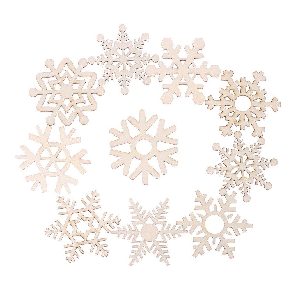 MAG Bộ 10 Miếng Gỗ Hình Bông Tuyết Trang Trí Giáng Sinh