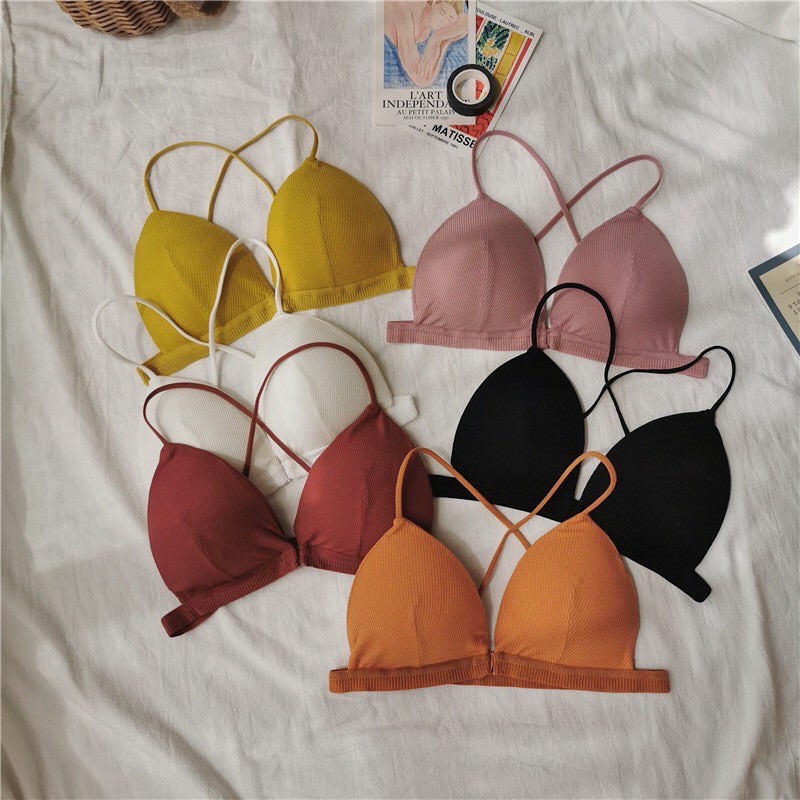 Áo Bra Cotton Dây Mảnh Cài Trước Nhiều Màu, Áo Lót Nữ Đan Dây Lưng Gợi Cảm [Ảnh Chụp Thật] - OB019