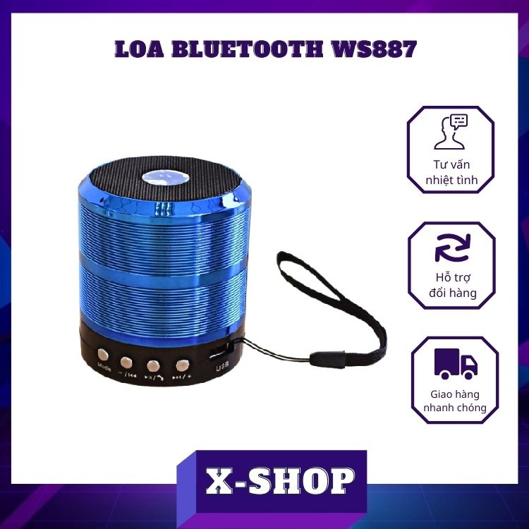 Loa Bluetooth Mini Ws887 Nghe Nhạc Không Dây , Nhỏ Gọn, Hỗ Trợ Kết Nối Thẻ Nhớ, Cổng 3.5, USB