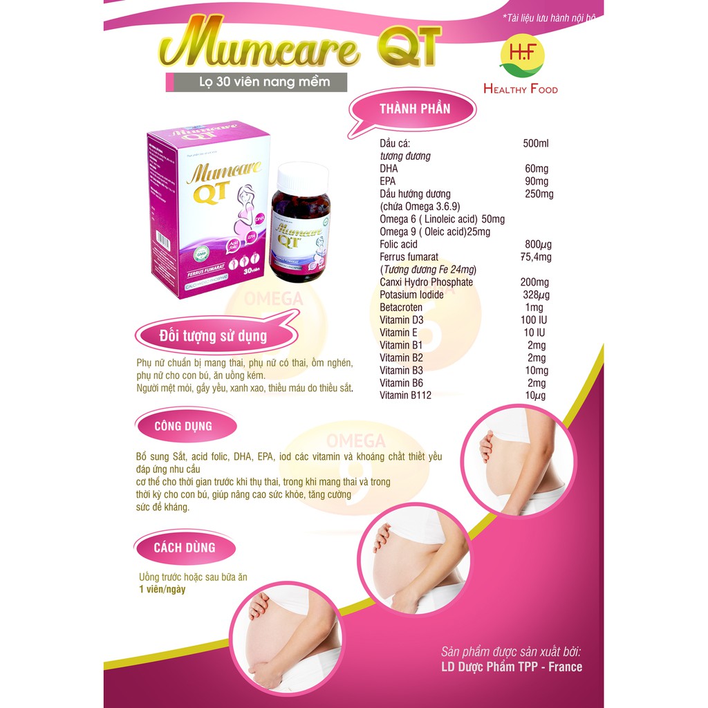 MUMCARE QT - SẢN PHẨM CHĂM SÓC MẸ BẦU TOÀN DIỆN - GIẢM NGÉN,BỔ SUNG DHA, EPA CHO NÃO, SẮT, FOLIC, CANXI CHO MÁU VÀ XƯƠNG