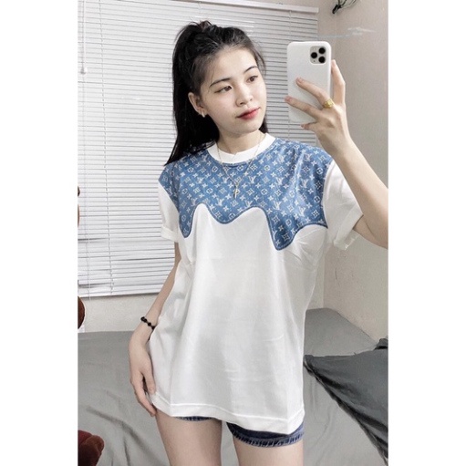 Áo Phông tay lỡ nam nữ unisex,Áo thun LV Vintage in Hoạ Tiết Nửa Trên Ulzzang Hot