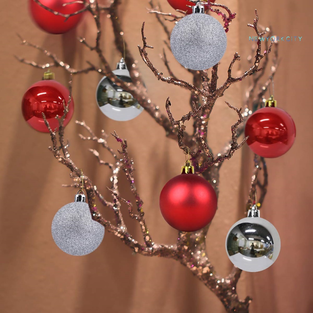 Set 24 quả châu 4/6/8cm trang trí cây thông Noel