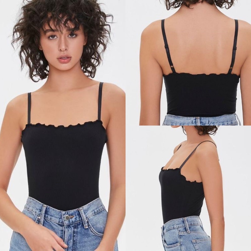 Bộ Bodysuit Hai Dây Thun Gân Chính Hãng